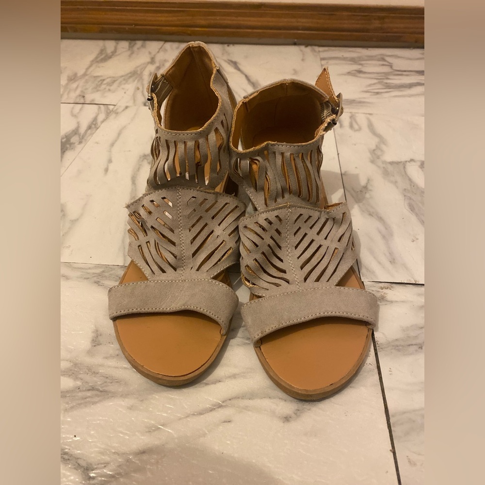 Charlotte Russe Taupe Cutout Sandals